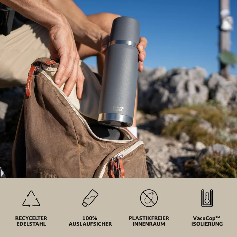 Campo Libre. Jaco® I Thermoskanne 1l & 750ml I Thermos mit Becher I Unsere Thermosflasche hält mind.