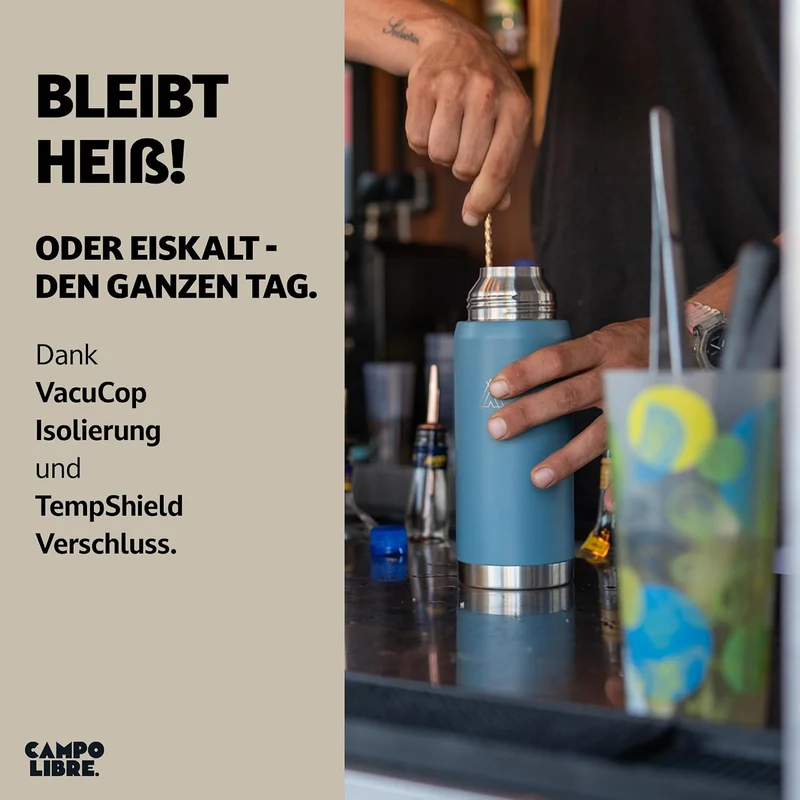 Campo Libre. Jaco® I Thermoskanne 1l & 750ml I Thermos mit Becher I Unsere Thermosflasche hält mind.