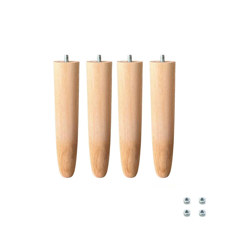 Cortassa Set mit 4 Füssen für Lattenrost, Universal-Beinbeine aus Buchenholz (32 cm), braun, 32 cm