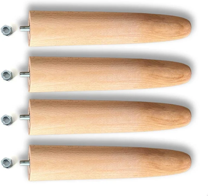 Cortassa Set mit 4 Füssen für Lattenrost, Universal-Beinbeine aus Buchenholz (32 cm), braun, 32 cm