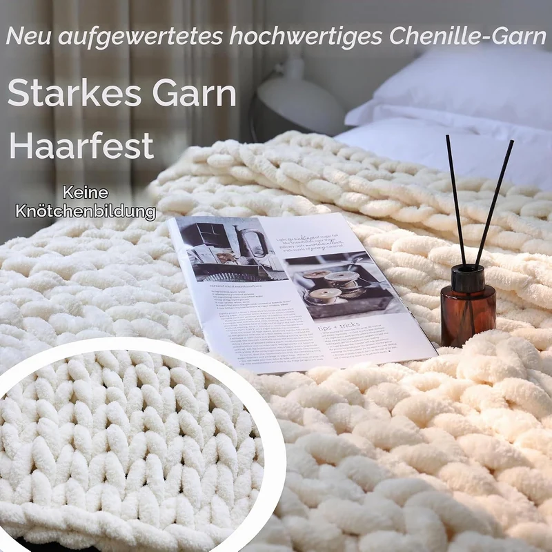 Maetoow Chenille Grobstrick-Decke, Überwurf, 101,6 x 127,7 cm, handgefertigt, warme und gemütliche D