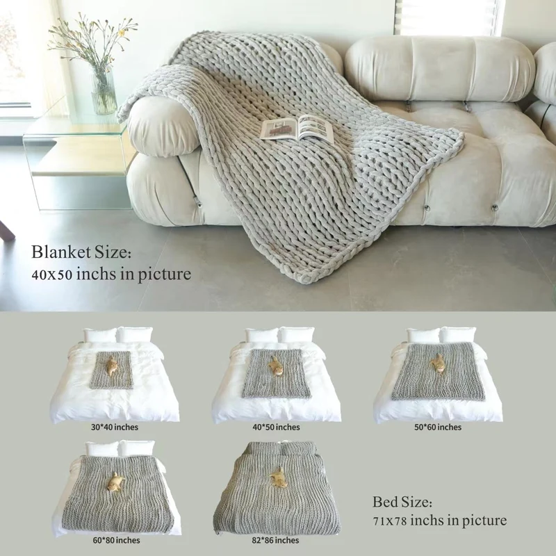 Maetoow Chenille Grobstrick-Decke, Überwurf, 101,6 x 127,7 cm, handgefertigt, warme und gemütliche D