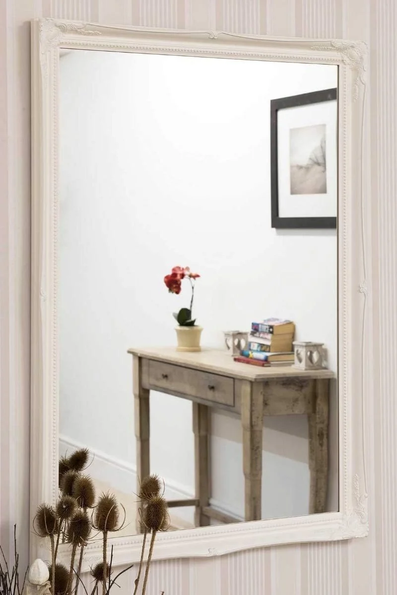 FRAMES BY POST Grosse 5,1 cm weiss Shabby Chic Antik Stil rechteckig Wandspiegel – Gross Grösse: 101