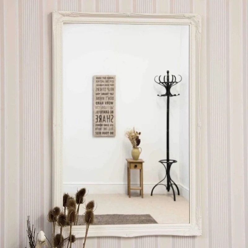FRAMES BY POST Grosse 5,1 cm weiss Shabby Chic Antik Stil rechteckig Wandspiegel – Gross Grösse: 101
