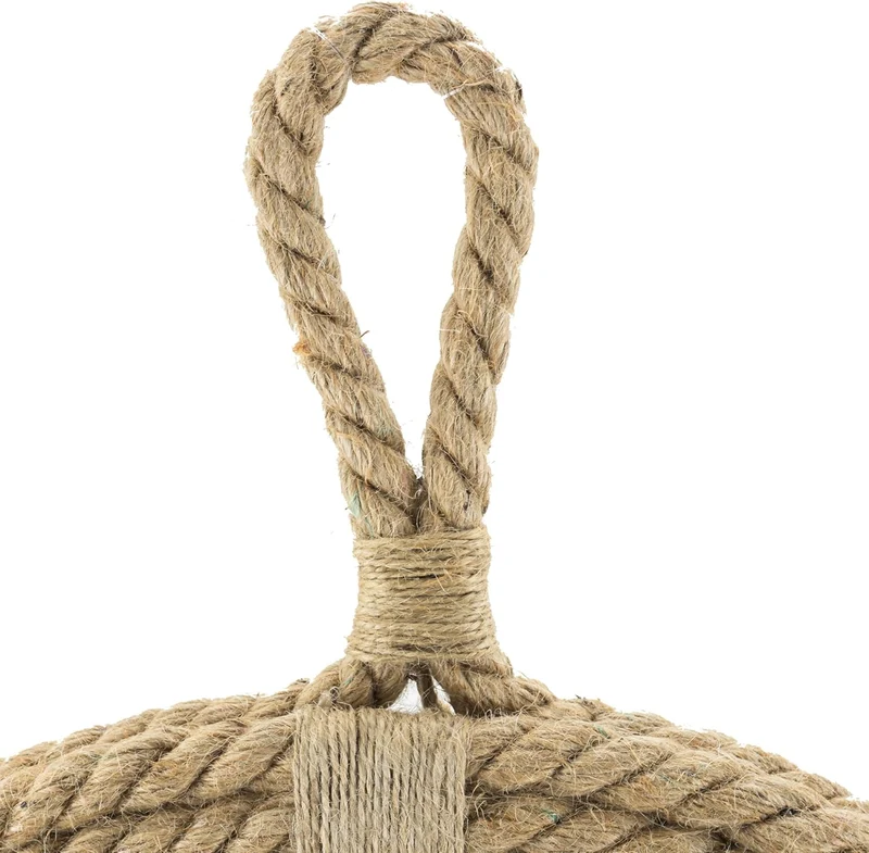 Stonebriar Small Vintage Nautical Round Wall Mirror with Rope Wrapped Trim and Hanging Loop 16.5", 4
