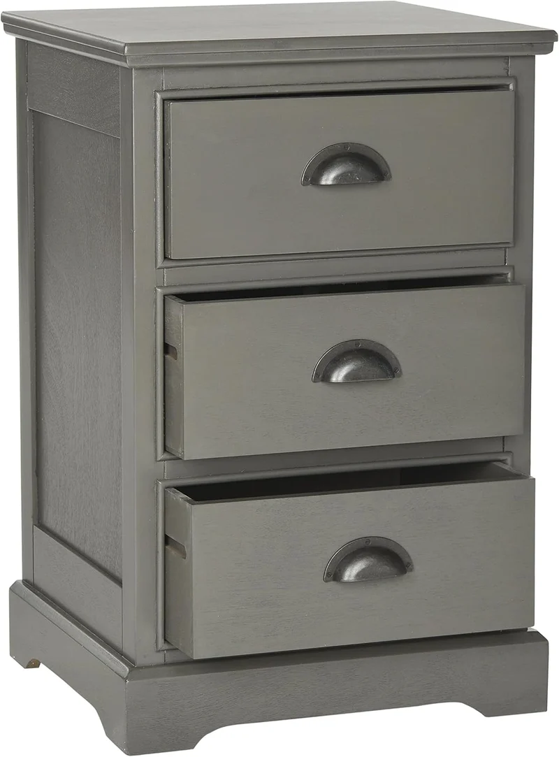 Safavieh EUH5717 Beistelltisch Mit DREI Schubladen, Holz, Grau, 45 x 34 x 67.94 cm, Grau