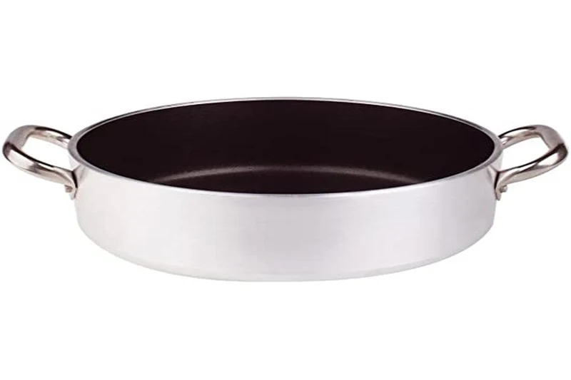 Pentole Agnelli ALSA2106S32 Stielkasserolle mit Griffen, Aluminium, Silber, 32 cm, 32 cm