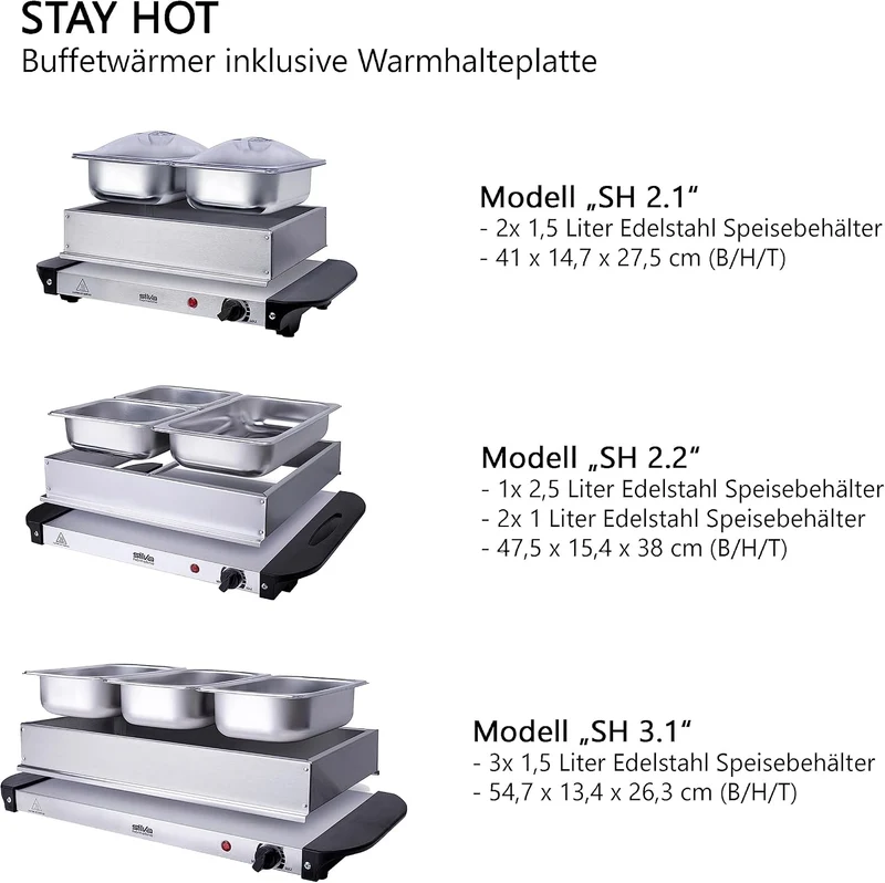 Stay-Hot SH 2.2, 2-in-1 Buffetwärmer & Warmhalteplatte, 200 Watt, Ideale Lösung für Buffets, Partys