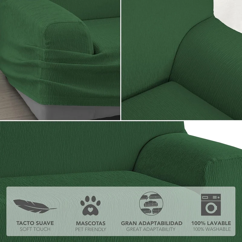 Martina Home Elastischer Sofabezug Modell Emilia 2 Plätze Flaschengrün (Verde Botella) 2 Sitzer Flas