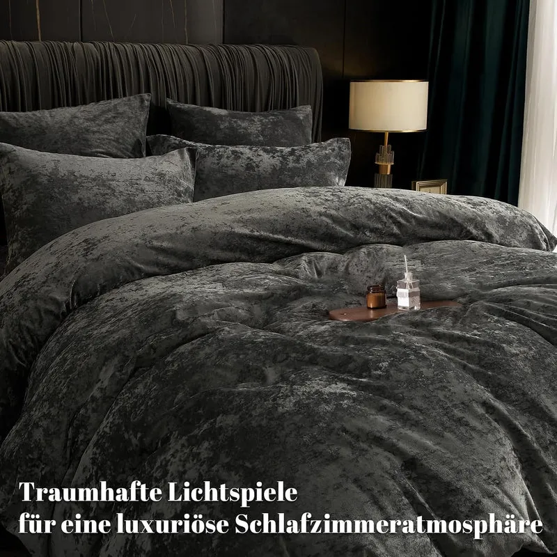 PHF Samt Bettwäsche 200x220, Luxus Flauschig Bettwäsche 200x220 cm mit 2er Kissenbezüge 80x80 cm, Ku