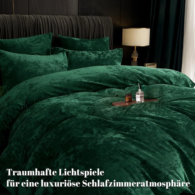 PHF Samt Bettwäsche 155x220, Luxus Flauschig Bettwäsche 155x220 cm mit 2er Kissenbezüge 80x80 cm, Ku