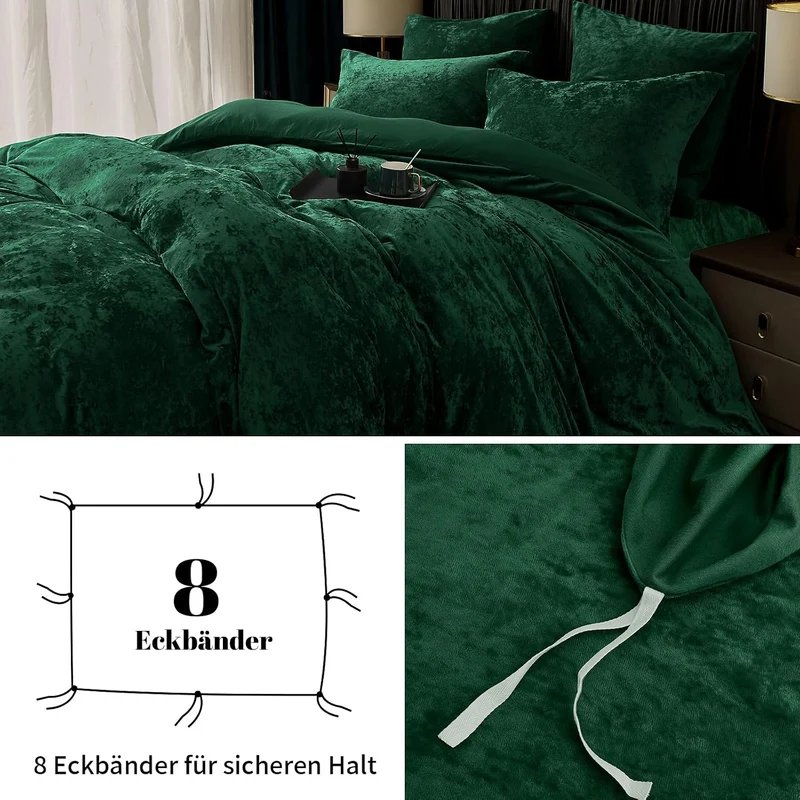 PHF Samt Bettwäsche 155x220, Luxus Flauschig Bettwäsche 155x220 cm mit 2er Kissenbezüge 80x80 cm, Ku