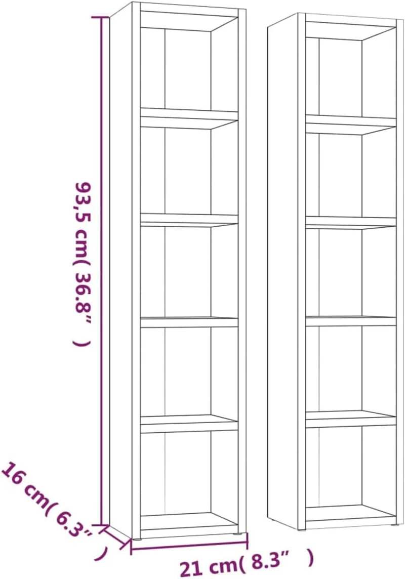 Tidyard 2 STK. Bücherregal Regale mit 5 Fächer Bücher Regal Akten Schrank Rack Standregal Aktenregal