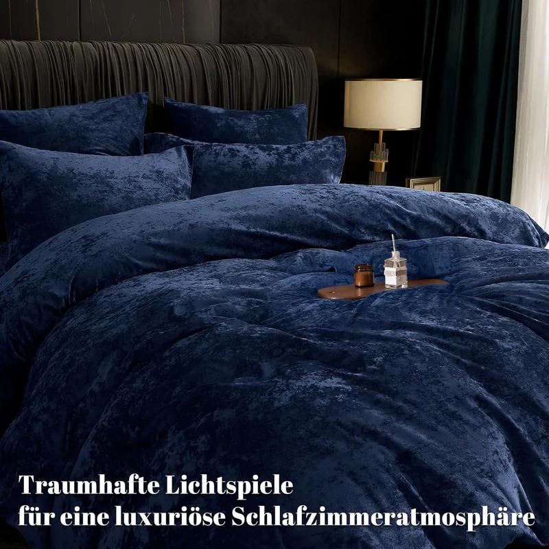 PHF Samt Bettwäsche 155x220, Luxus Flauschig Bettwäsche 155x220 cm mit 2er Kissenbezüge 80x80 cm, Ku