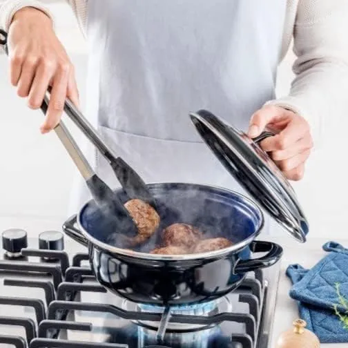 BK Fortalit Induktionsgeeigneter 28cm/4L Bratentopf aus emailliertem Stahl mit Deckel, backofen- und