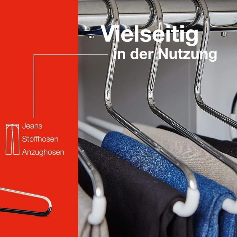MAWA Kleiderbügel für Hosen, 10 Stück, platzsparende und rutschfeste Hosenbügel, für Jeans, Stoffhos