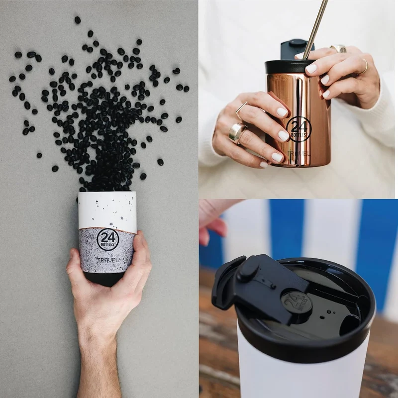 24Bottles Travel Tumbler - Reise- und Büro-Thermobecher 350ml/600ml, 100% Luftdicht für Kaffee und T