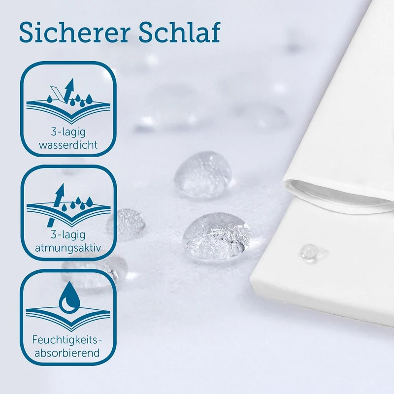 SETEX Wasserdichter Molton Matratzenschutz, 3-lagig, 180 x 200 cm, Matratzenschoner aus 100 % Baumwo