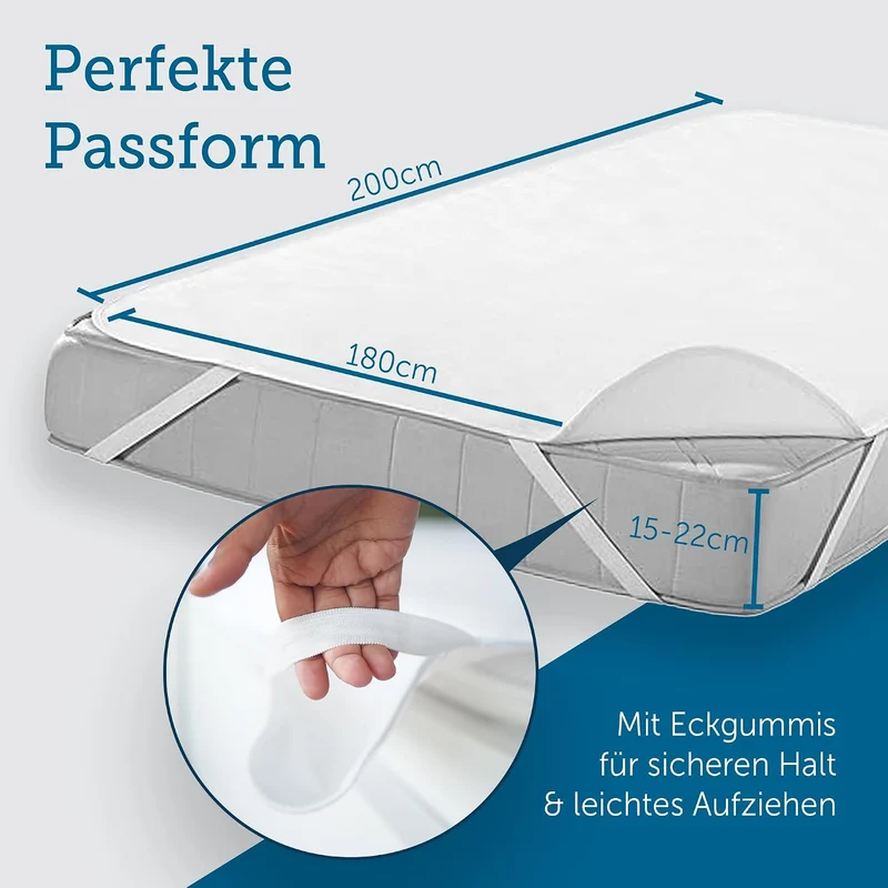 SETEX Wasserdichter Molton Matratzenschutz, 3-lagig, 180 x 200 cm, Matratzenschoner aus 100 % Baumwo