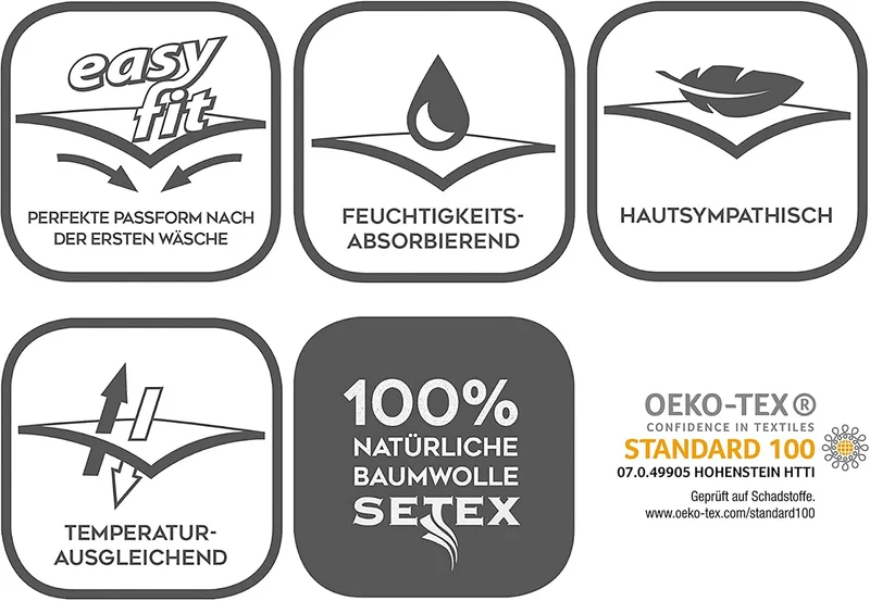 SETEX Kalmuck Matratzenschutz, 100 x 200 cm grosser Matratzenschoner, Eckgummis, 100 % Baumwolle, Cl