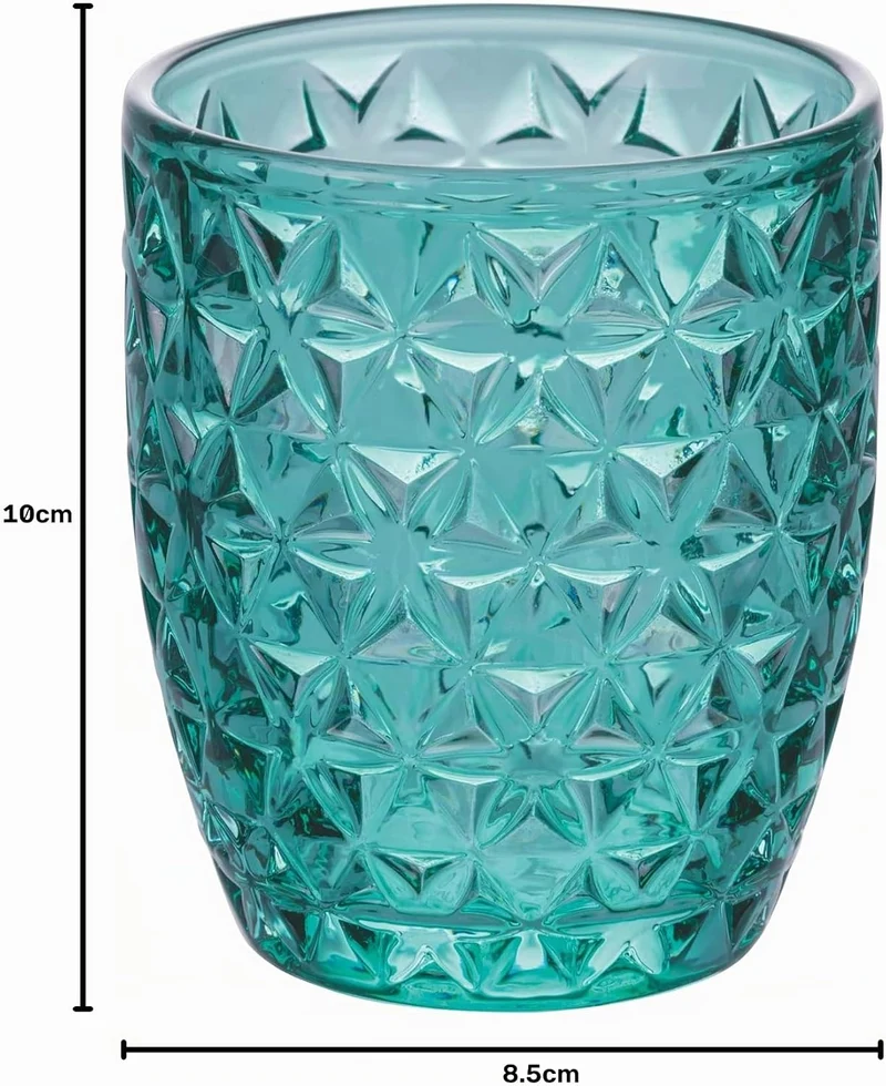 Villa d'Este Home Tivoli 6er Set Wassergläser aus Glas 350 ml Geometrie Ocean