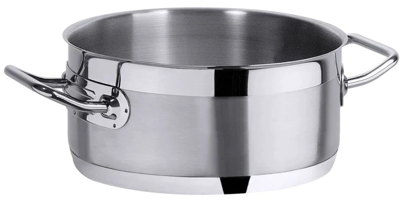 Contacto Professioneller flacher Edelstahl Kochtopf Suppentopf Fleischtopf 45 cm in Gastroqualität e
