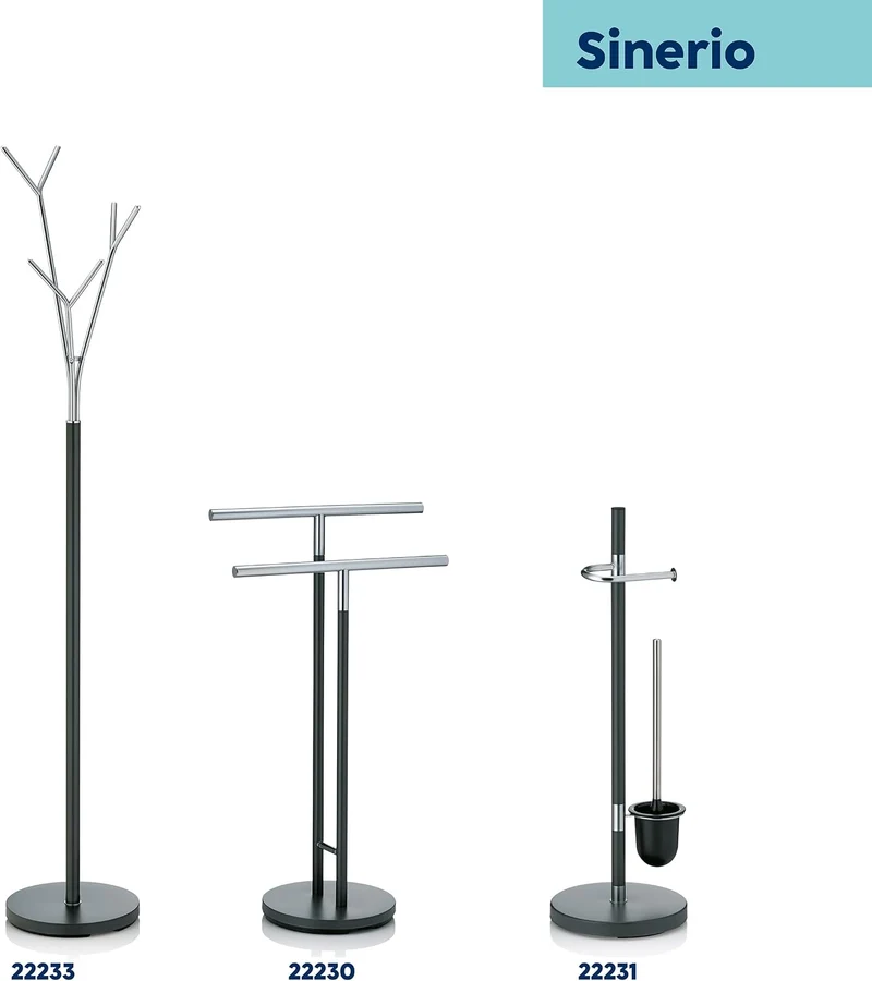 Kela 22233 Badezimmerständer, Rostfrei, Metall, Höhe 173,5 cm, Sinerio, Anthrazit Badezimmerständer