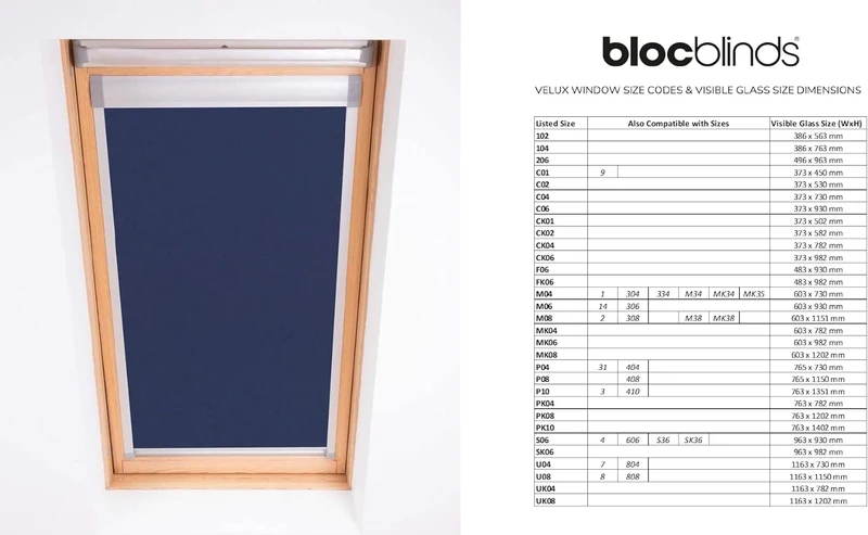 Bloc Skylight Rollo Für Velux Dachfenster Blockout, Marineblau, U04 U04 Für Velux Dachfenster Navy,