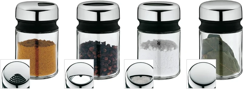WMF Kaffeedose mit Kaffeelöffel Kult Cromargan Edelstahl rostfrei mattiert 500g & Streuer-Set 4-teil