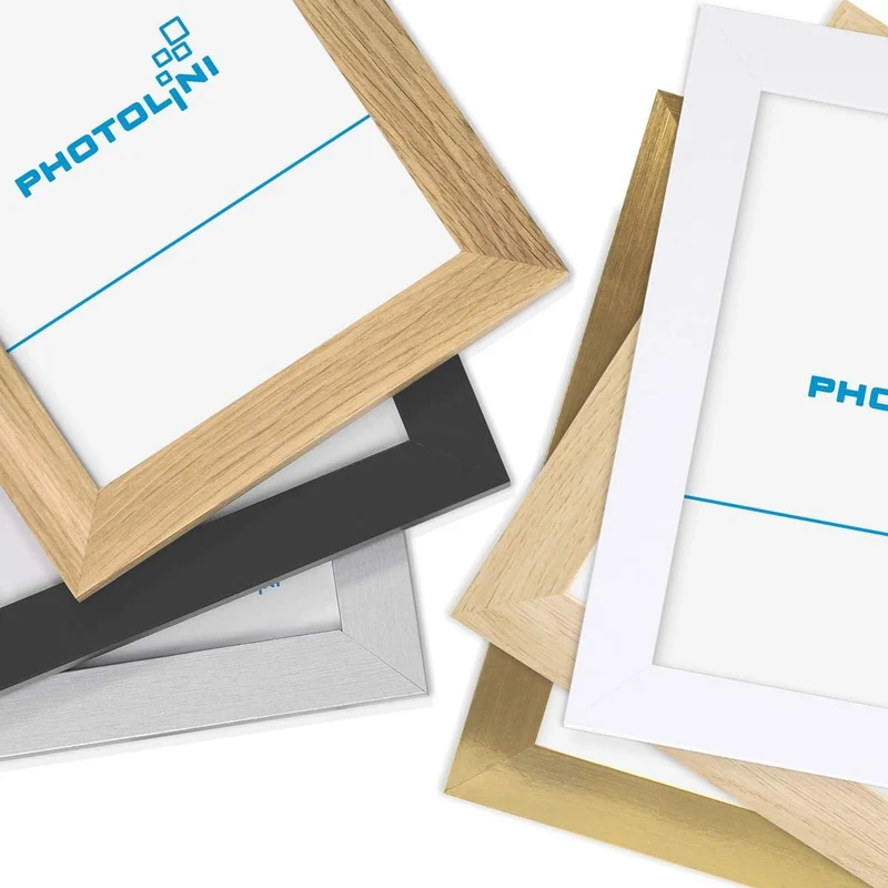 PHOTOLINI Bilderrahmen A4 21x30 cm Schwarz MDF-Holz, breite Rahmen, 10er Set, modern, bruchsicheres