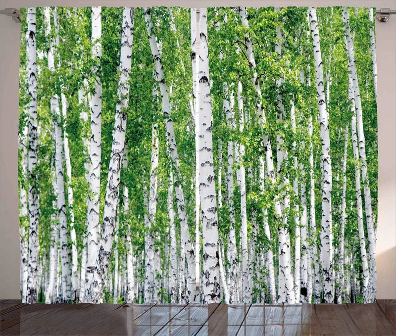 ABAKUHAUS Birke Rustikaler Gardine, Frische Sommer-Blätter, Schlafzimmer Kräuselband Vorhang mit Sch