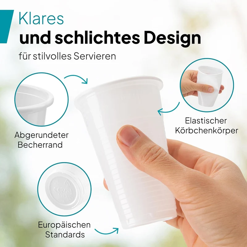 3000 Stück Commerline Plastikbecher 0,2L Trinkbecher | Einweg Plastik Becher Einwegbecher Partybeche