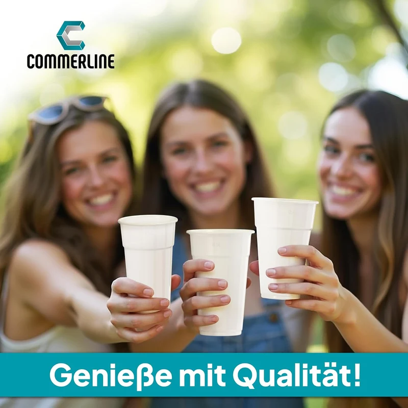 3000 Stück Commerline Plastikbecher 0,2L Trinkbecher | Einweg Plastik Becher Einwegbecher Partybeche