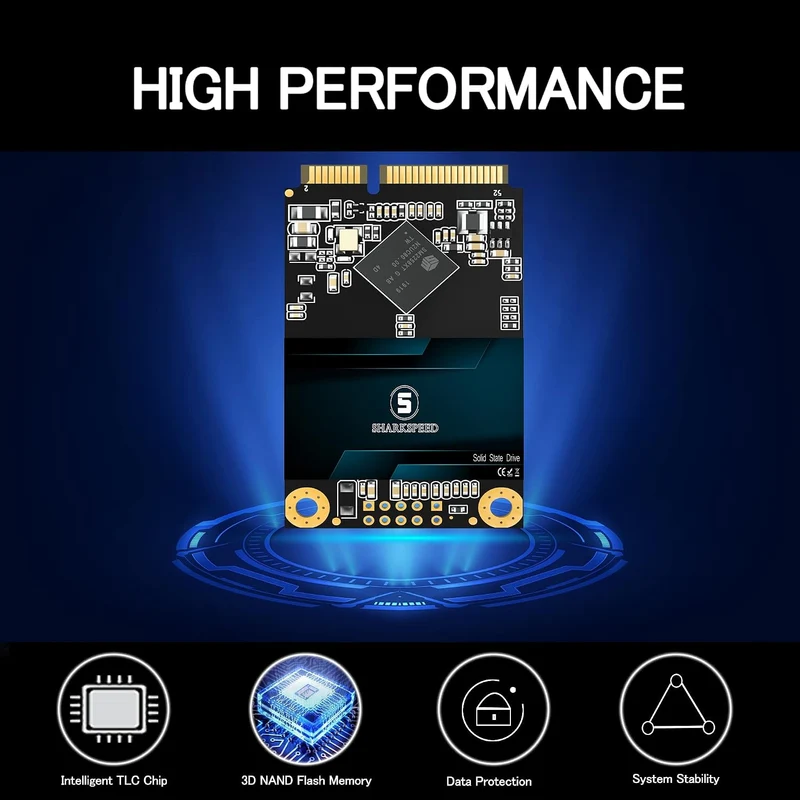 SHARKSPEED mSATA SSD 1TB Mini SATA 3 (6Gb/s) TLC 3D NAND SSD Festplatte Intern Solid State Drive für