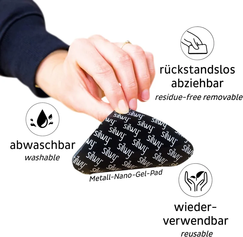 silwy® Metall-Nano-Gel-Platzset Black (large) in Lederoptik für rutschfeste Magnet-Gläser - abwaschb