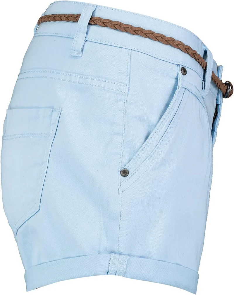 Sublevel Damen Kurze Hose Stretch-Shorts mit Flecht-Gürtel L Light-blue, L Light-blue