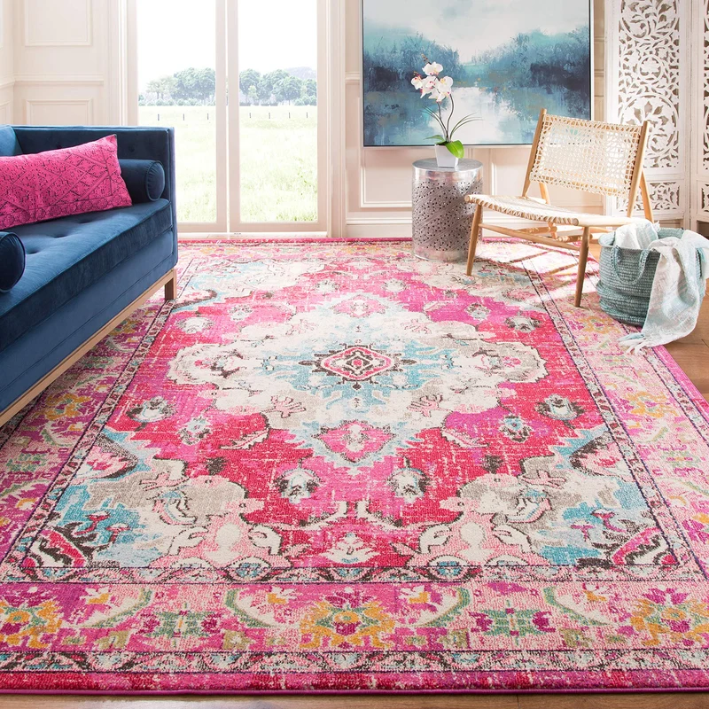 SAFAVIEH Boho Chic Teppich für Wohnzimmer, Esszimmer, Schlafzimmer - Monaco Collection, Kurzer Flor,