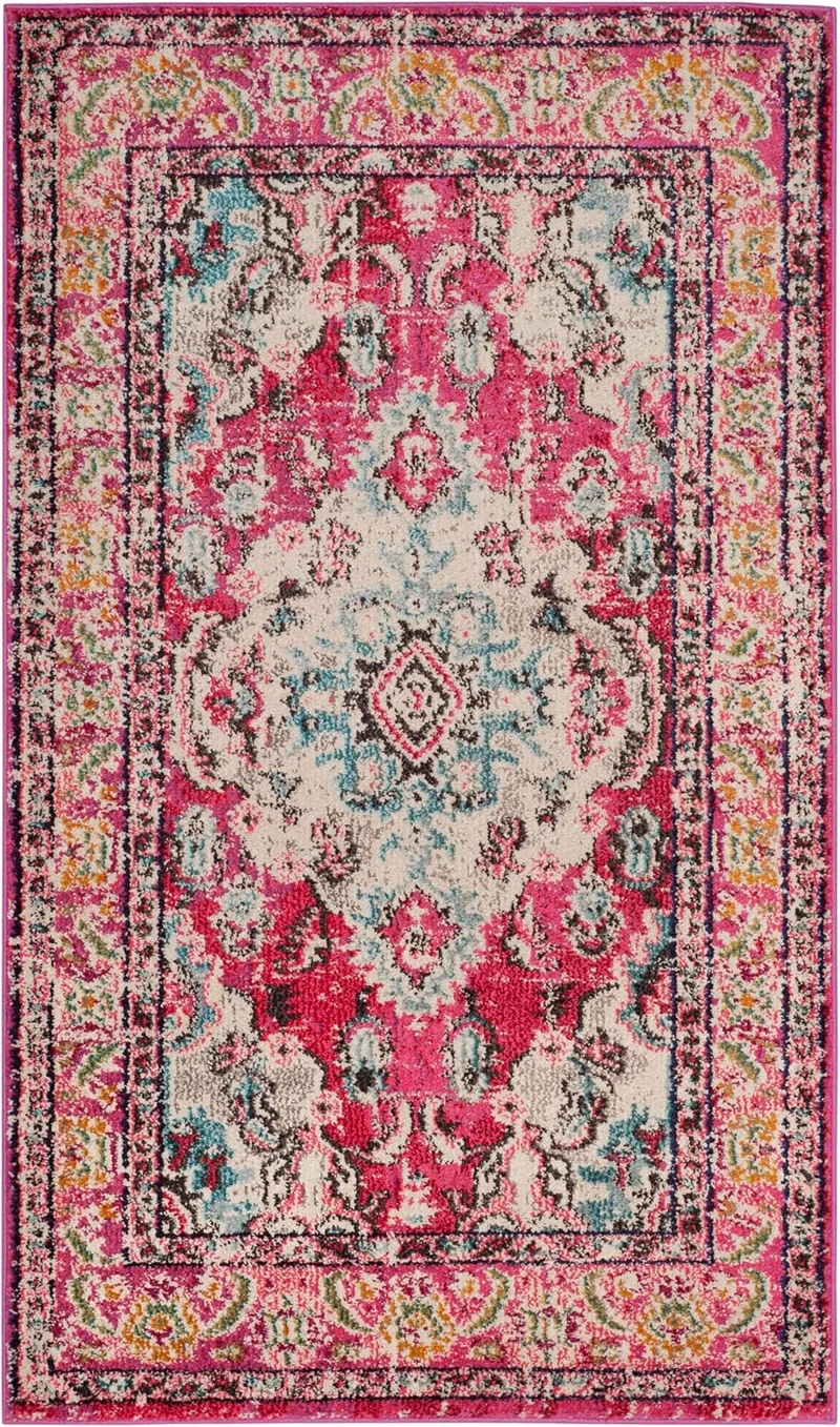SAFAVIEH Boho Chic Teppich für Wohnzimmer, Esszimmer, Schlafzimmer - Monaco Collection, Kurzer Flor,