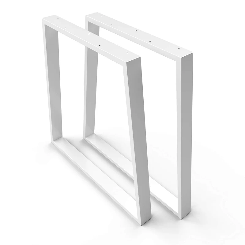 sossai® Trapez Tischkufen aus Stahl (pulverbeschichtet) TKG6 | Industrial Design | Farbe: Weiss | Hö