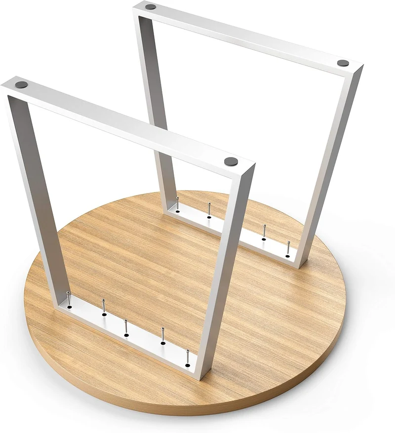 sossai® Trapez Tischkufen aus Stahl (pulverbeschichtet) TKG6 | Industrial Design | Farbe: Weiss | Hö