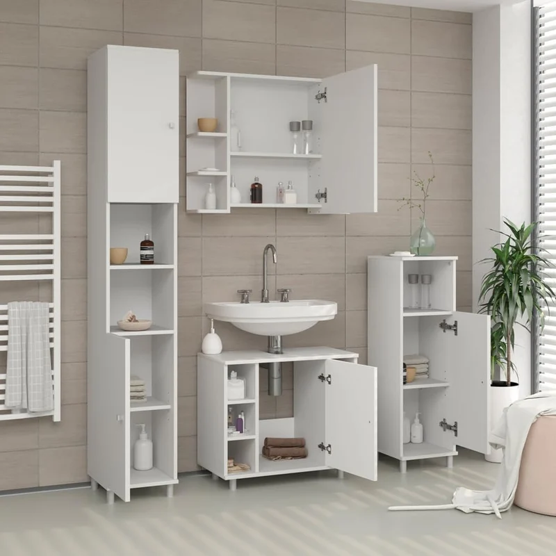 Vicco Bad Spiegelschrank Fynn, Weiss, 80 x 64 cm Weiss 80x64x21 cm, Weiss 80x64x21 cm