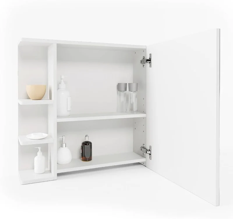 Vicco Bad Spiegelschrank Fynn, Weiss, 80 x 64 cm Weiss 80x64x21 cm, Weiss 80x64x21 cm