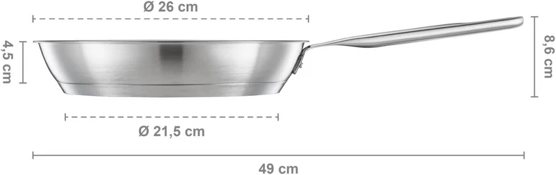 Fiskars Bratpfanne, Ø 26 cm, Beschichtete Pfanne, Für alle Kochfelder geeignet, Recycelter Edelstahl