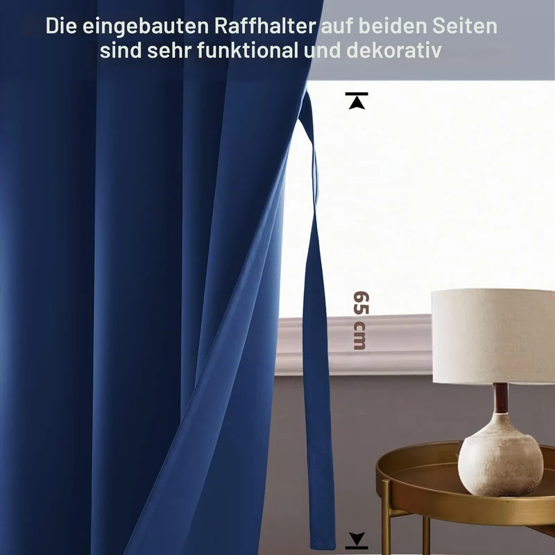 JIUZHEN Blickdicht Vorhänge Gardinen Ösenvorhang für Schlafzimmer Wohnzimmer,Königsblau Verdunkelung