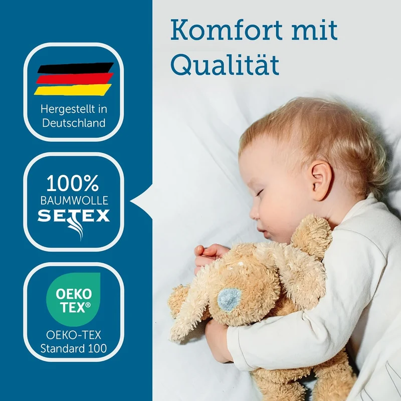 SETEX Molton Köper Matratzenschutz, 160 x 200 cm, Matratzenschoner aus 100 % Baumwolle, Basic, Weiss