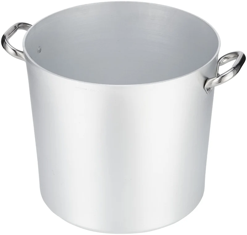 Pentole Agnelli Profi-Aluminium 3 mm, hoher Topf mit zwei Griffen 32 cm silber/schwarz, 32 cm