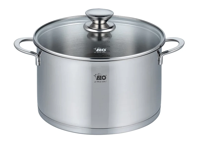 ELO 72555 Fleischtopf 24 cm mit Glasdeckel Serie Galant, Induktion, Edelstahl hochglänzend, mit Lite