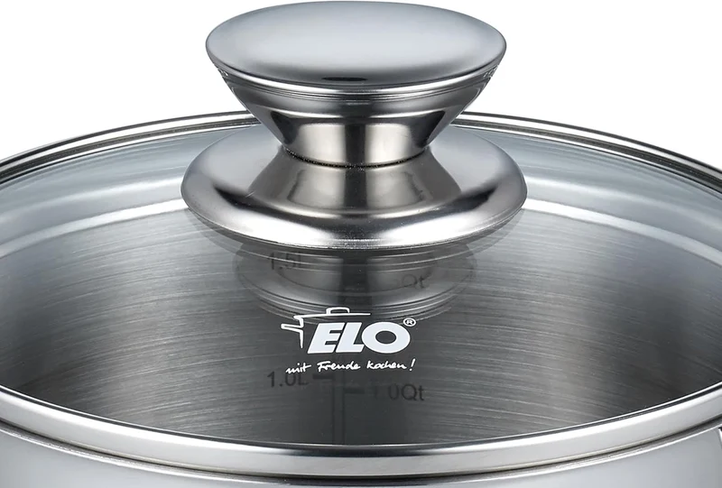 ELO 72555 Fleischtopf 24 cm mit Glasdeckel Serie Galant, Induktion, Edelstahl hochglänzend, mit Lite