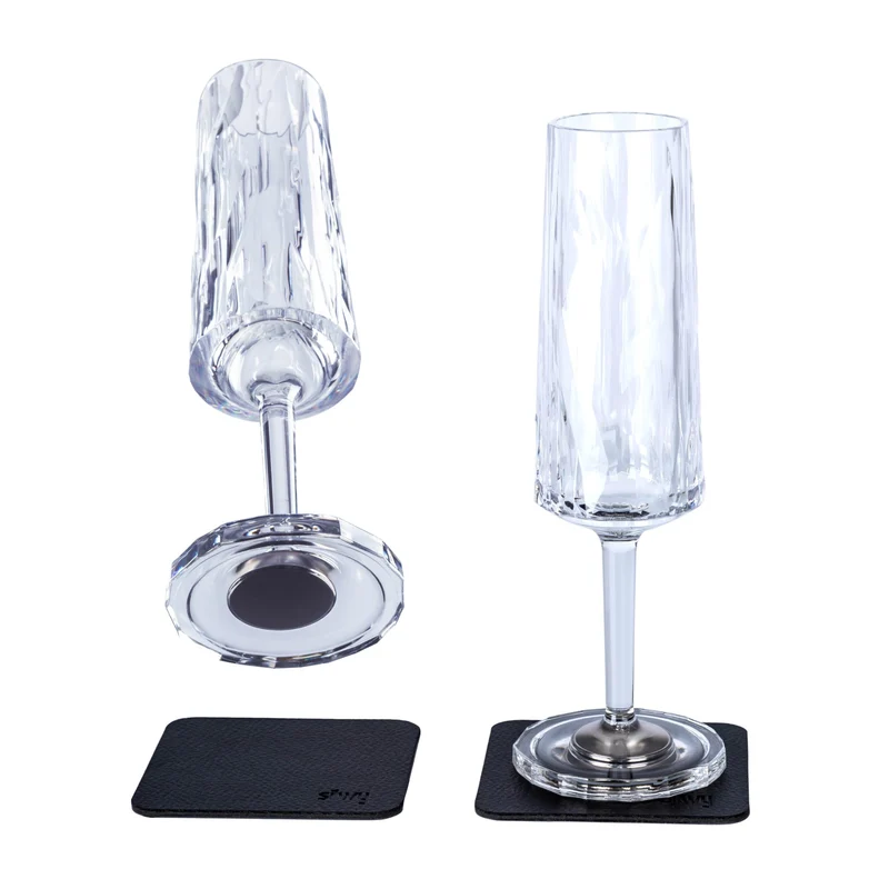 silwy® HIGH-TECH-Kunststoff-Magnet-Gläser inkl. Metall-Nano-Gel-Pads – rutschfeste Campinggläser, Bo