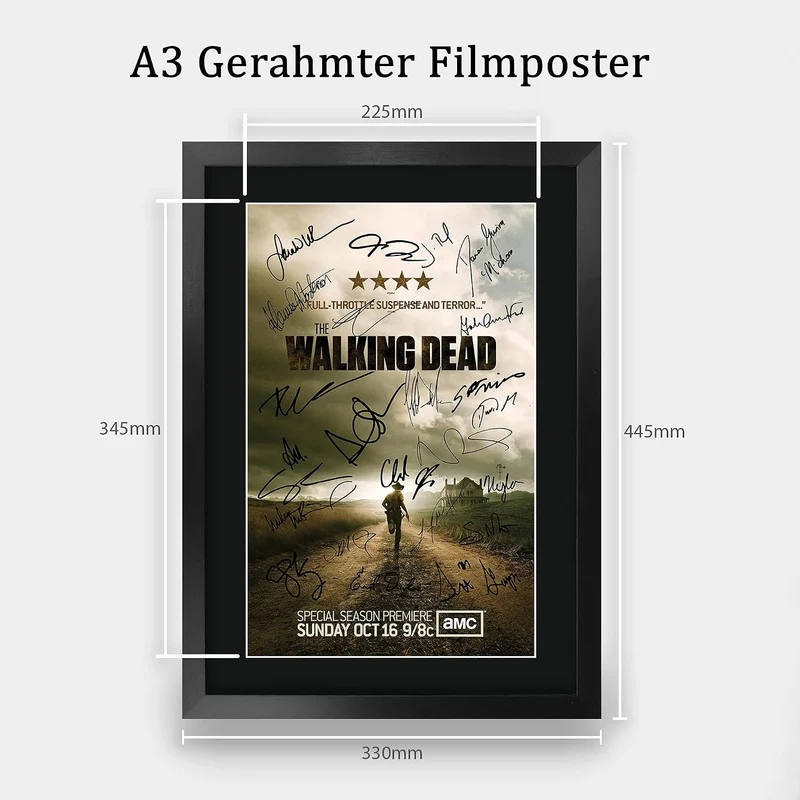 HWC Trading The Walking Dead A3 Gerahmte Signiert Gedruckt Autogramme Bild Druck-Fotoanzeige Geschen